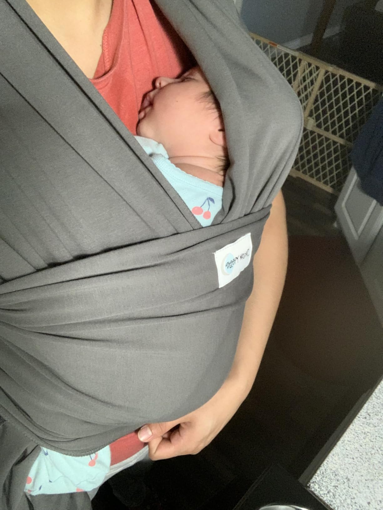 Sleepy Wrap Baby Carrier Wrap for Infants 7-35lbs, Lightweight, Dark Gray customer photo 2