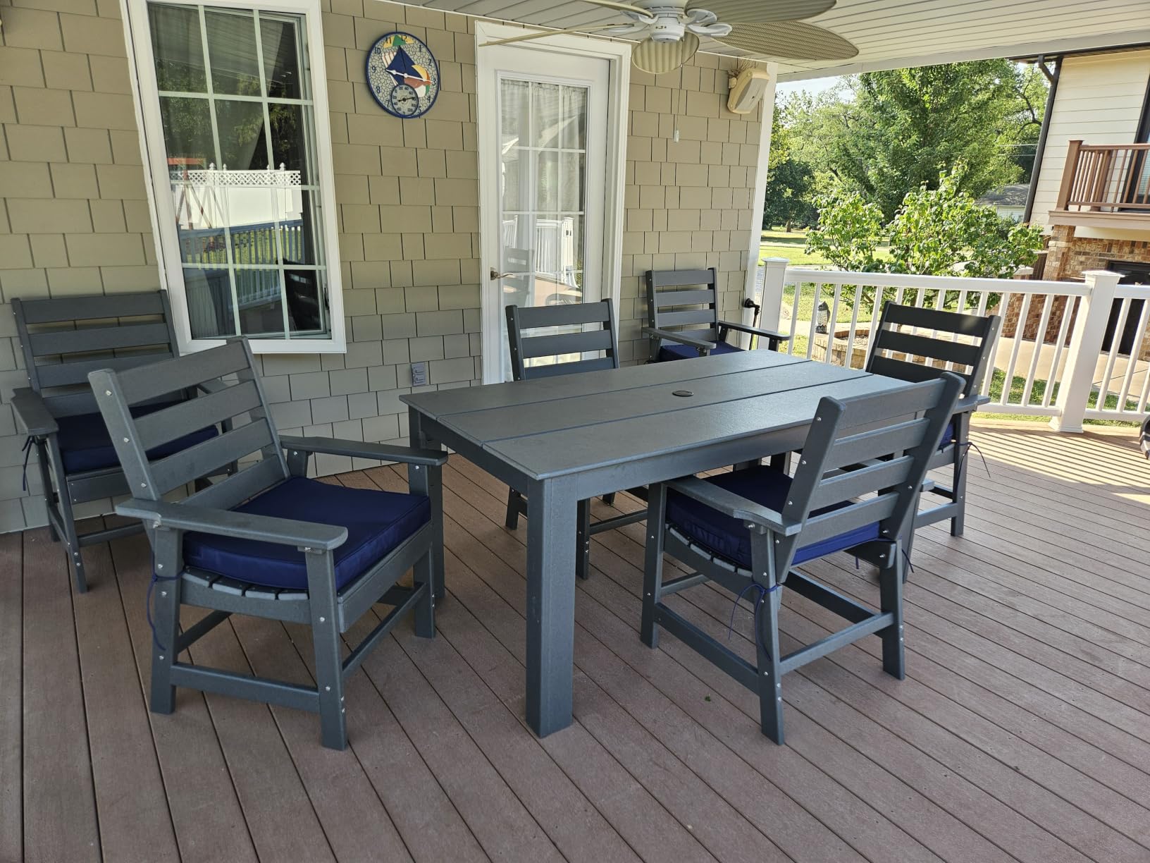 GREENVINES 5-piece Outdoor Dining Set, HDPE Table & 4 Chairs, Teak customer photo 2