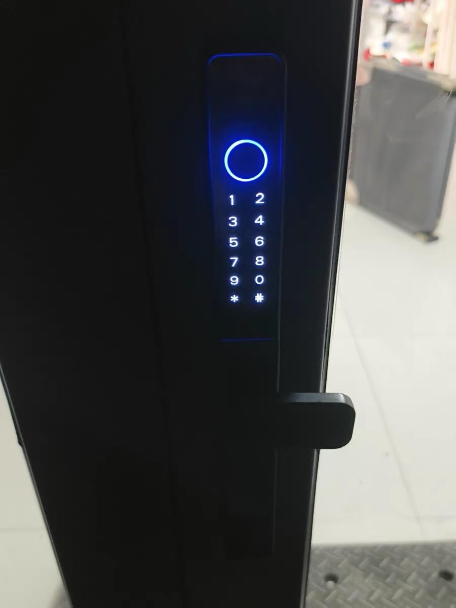 Sliding Glass Door Lock, Eseesmart Sliding Door Smart Lock with Fingerprint Code Keypad RFID Card Bluetooth App Key, Electronic Digital Biometric Keyless Entry Patio Door Lock with Handle customer photo 2