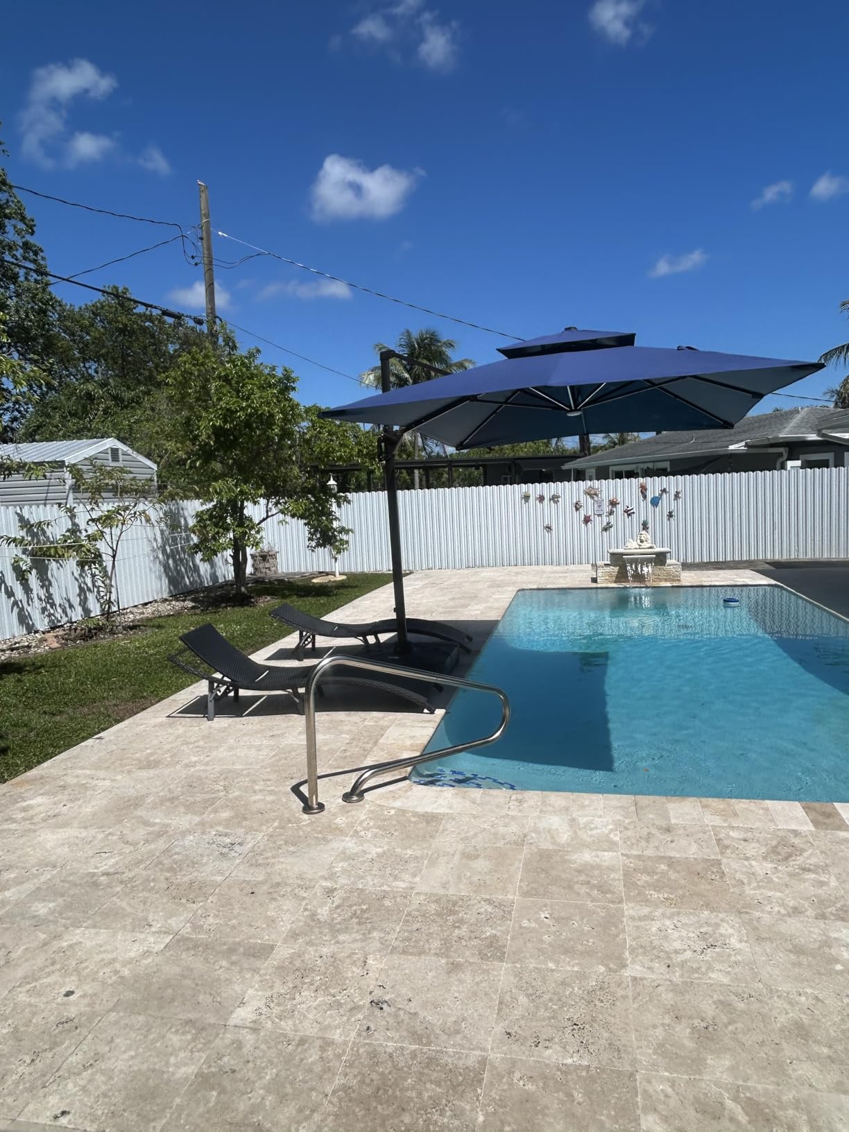 Deconk 10' X 13' Patio Cantilever Outdoor Umbrella with Base and LED Lights customer photo 1