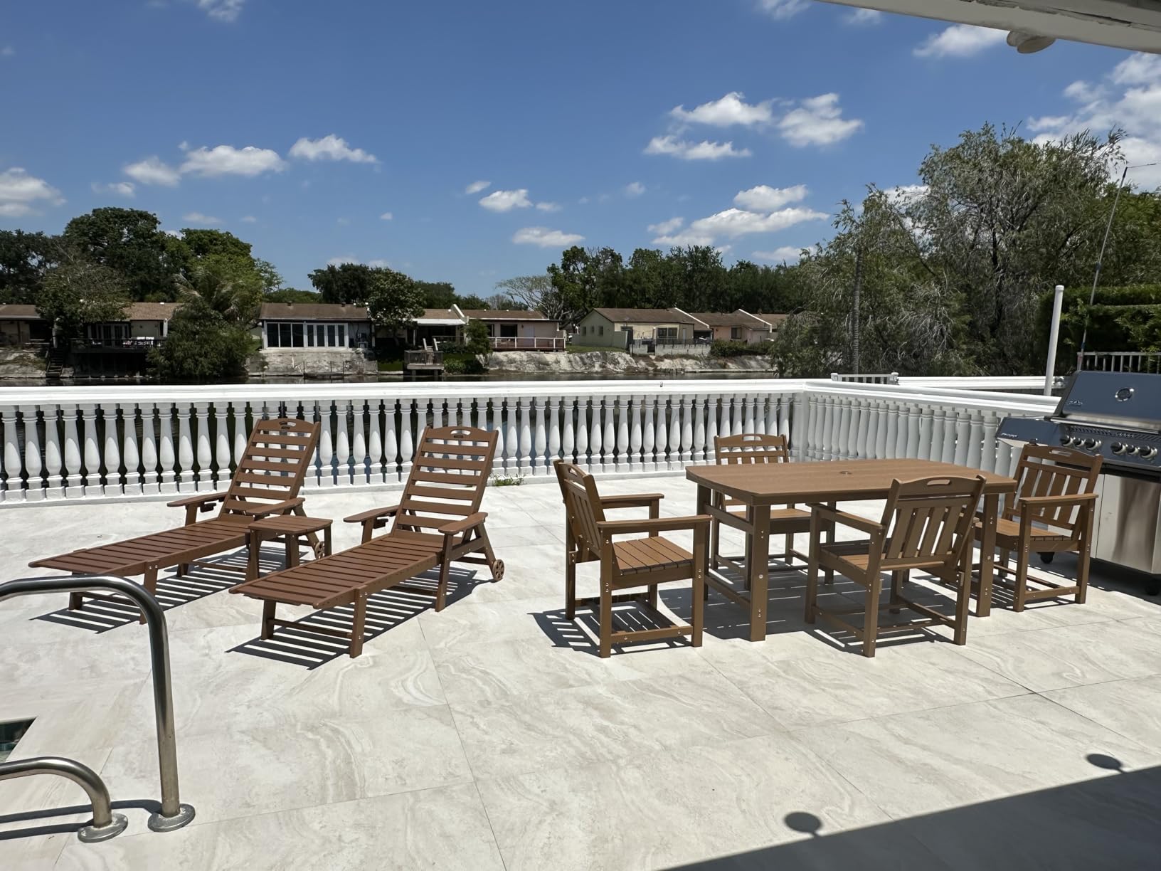 Ciokea HDPE Outdoor Dining Set of 6, Patio Table and Chairs Sets, Teak customer photo 2
