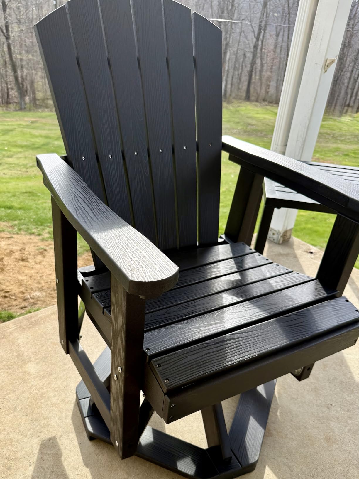 SERWALL Adirondack Swivel Glider Chair, HDPE Glider Rocking Chair for Outdoor, All-Weather Glider Chair for Porch, Balcony, Grey customer photo 2