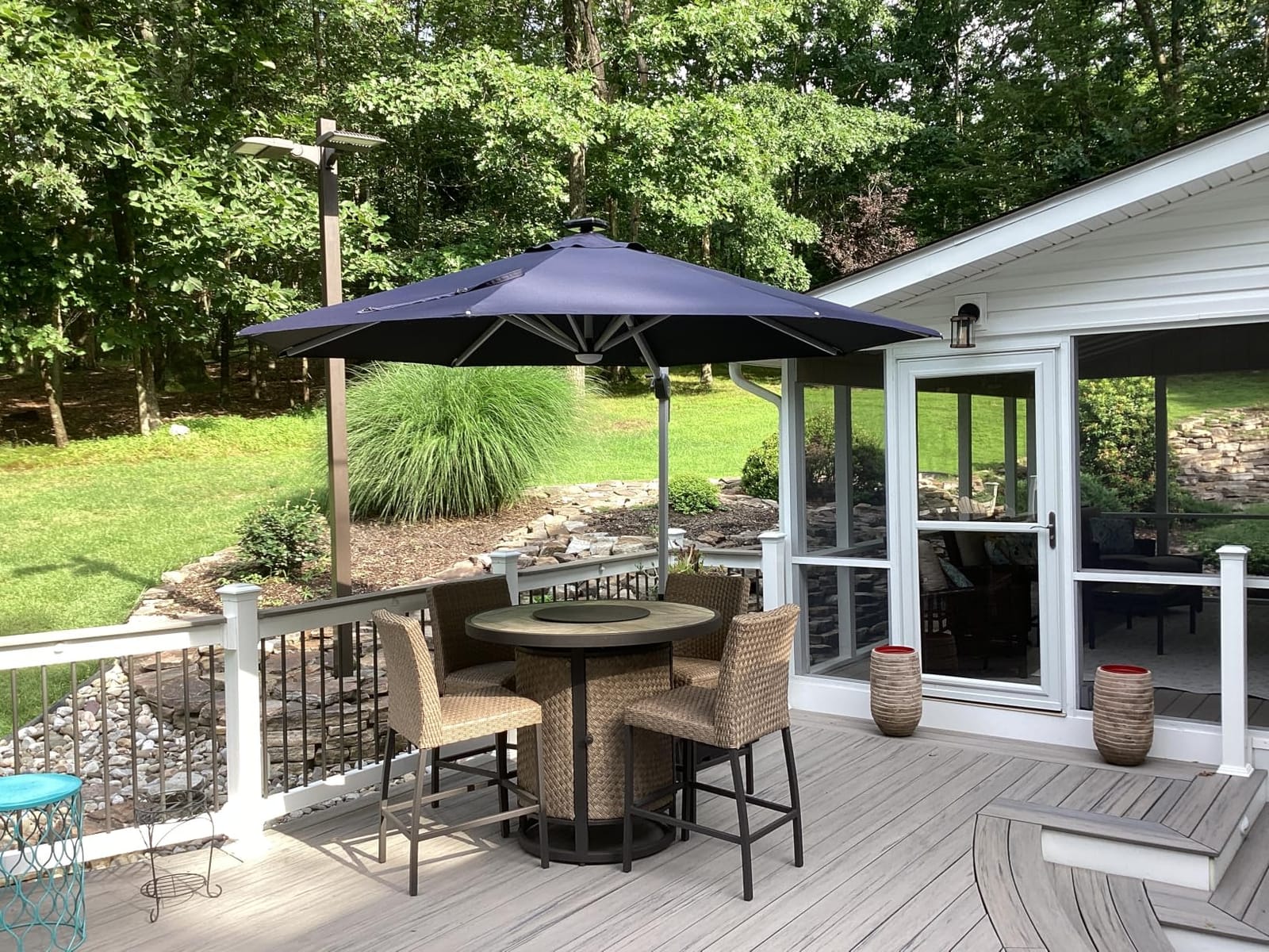 PURPLE LEAF Cantilever Patio Umbrella 11ft Round Solar LED Light, Beige customer photo 1