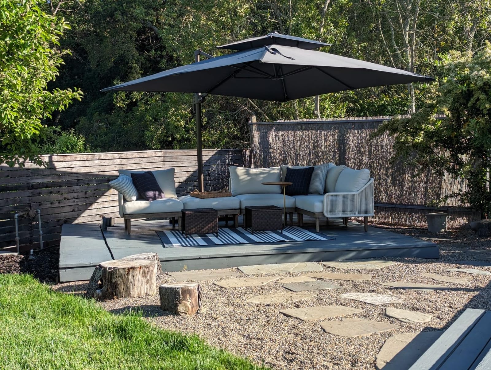 10x13FT Black Cantilever Outdoor Patio Umbrella with Base, Large Rectangular Offset Design, Double Top Heavy Duty Aluminum Frame & 360° Rotation for Pool Garden Deck Backyard customer photo 1
