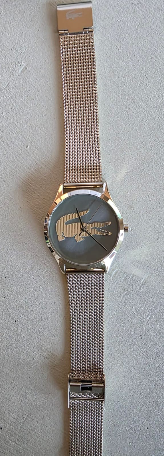 Lacoste Mini Crocodelle Women’s Quartz Watch - Minimalist Three-Hand Timepiece, Mesh Bracelet, Sunray Dial with Crocodile Logo, Polished Case and Bezel, Modern Design - Gift for Her 28mm customer photo 1