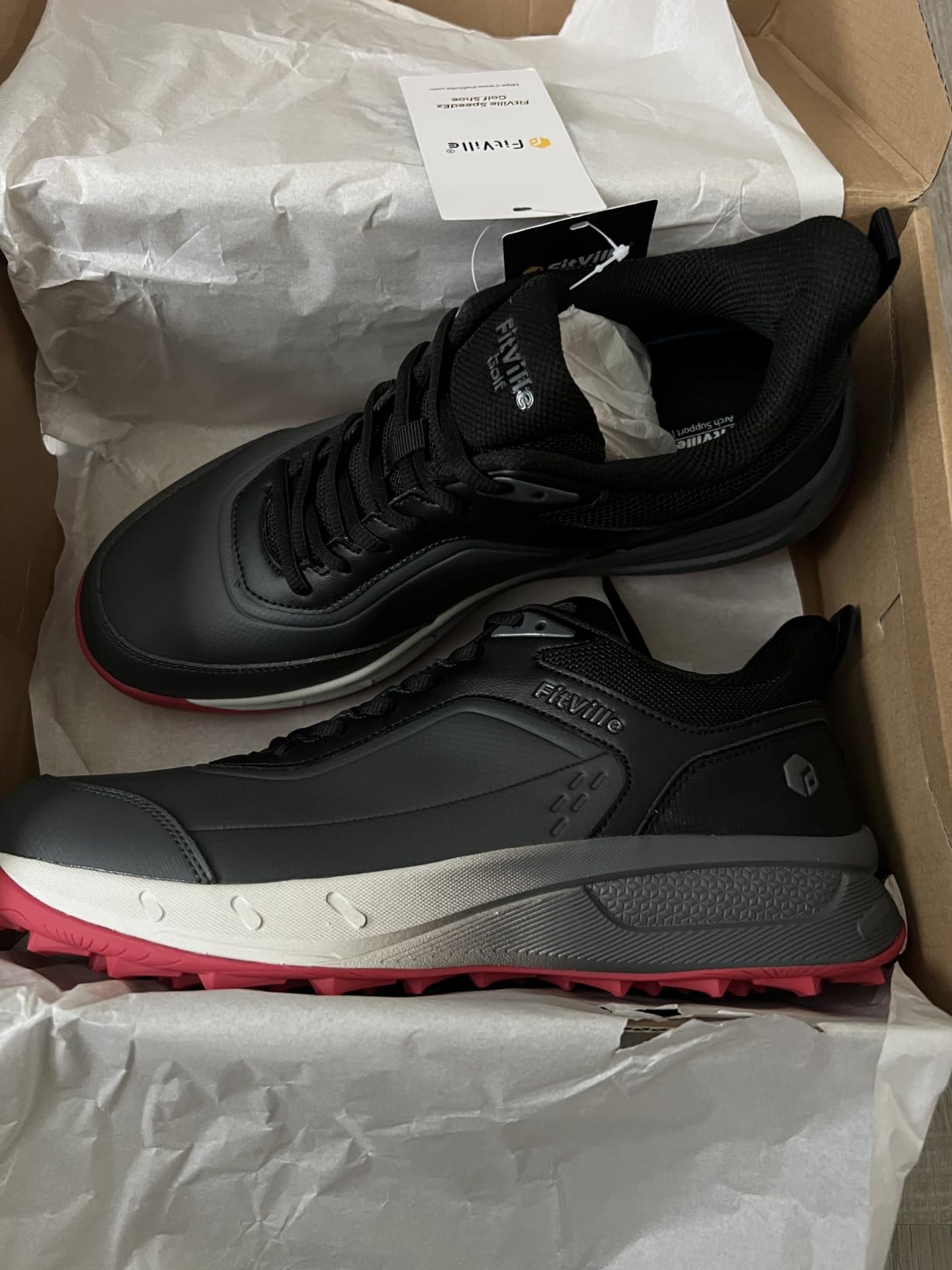 FitVille Extra Wide Men's Golf Shoes Waterproof, Professional No-Slip Spikeless Golf Shoes with Arch Support customer photo 2