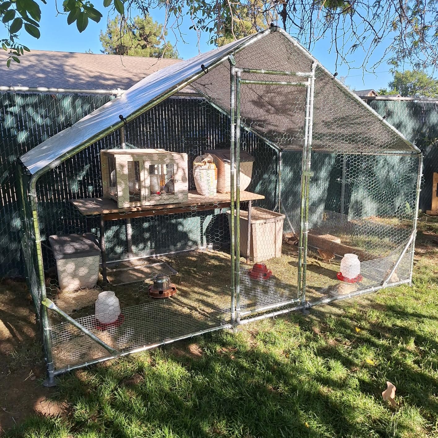 Metal Chicken Coop 7x6.6x6ft Walk-in Poultry Cage for 5-10 Chickens Chicken Run Hen Rabbit Duck House with Waterproof Cover for Outdoor Farm Use customer photo 1