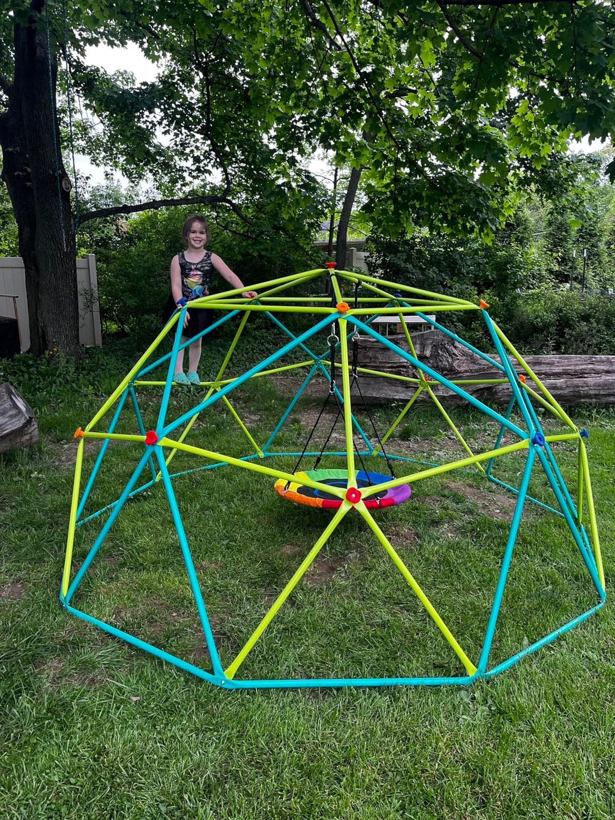 Hapfan 7.2 ft Tall Climbing Dome Swing Set with Saucer Swing for Kids 3-12 customer photo 1