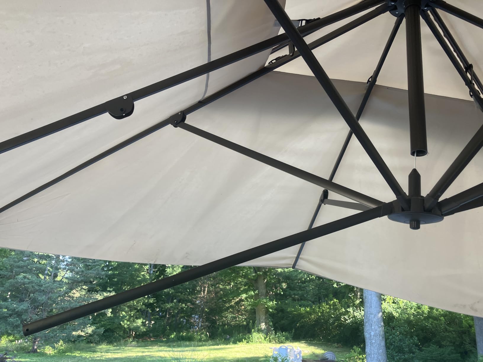 10' X 13' Outdoor Patio Umbrella Large Rectangle Cantilever Umbrella with Base Included, Heavy Duty 360°Rotation Offset Umbrella for Garden Deck Pool Patio,Grey customer photo 1