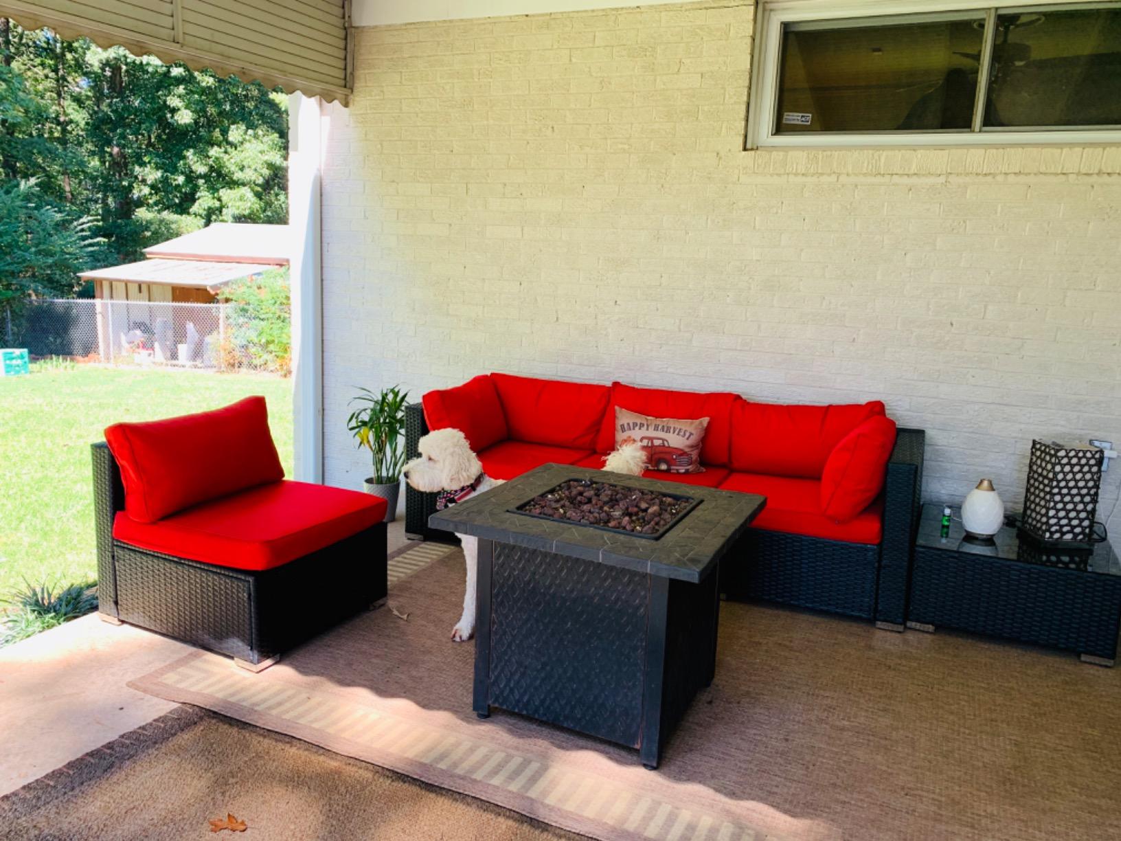 Shintenchi 3 Pieces Outdoor Patio Furniture Set, Wicker Patio Conversation Set, All Weather Wicker Rattan Patio Seating Sofas with Glass Coffee Table and Cushion, Beige customer photo 2