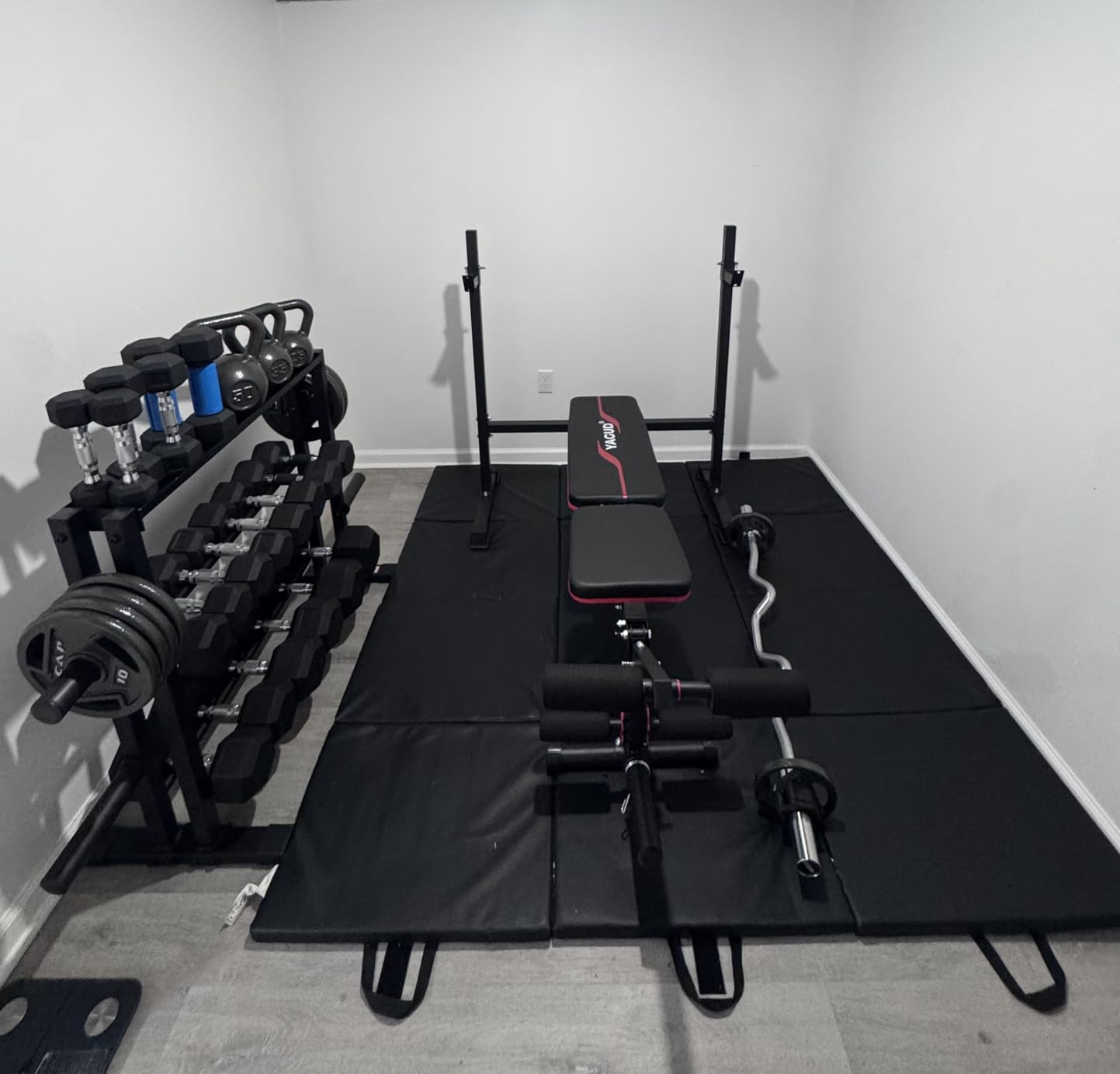 Weight Bench Set, 880LBS Adjustable Bench Press Set with Leg Extension and Barbell Rack, Safety Bar Catches, Fasting Foldable Workout Benches for Home and Gym customer photo 1