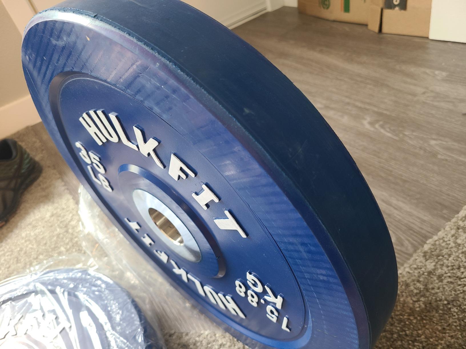 HULKFIT 2-Inch Olympic Rubber Weight Plates Sets, Bumper Plates Set with 7ft Bar, 100-390LB Set, Colored customer photo 2