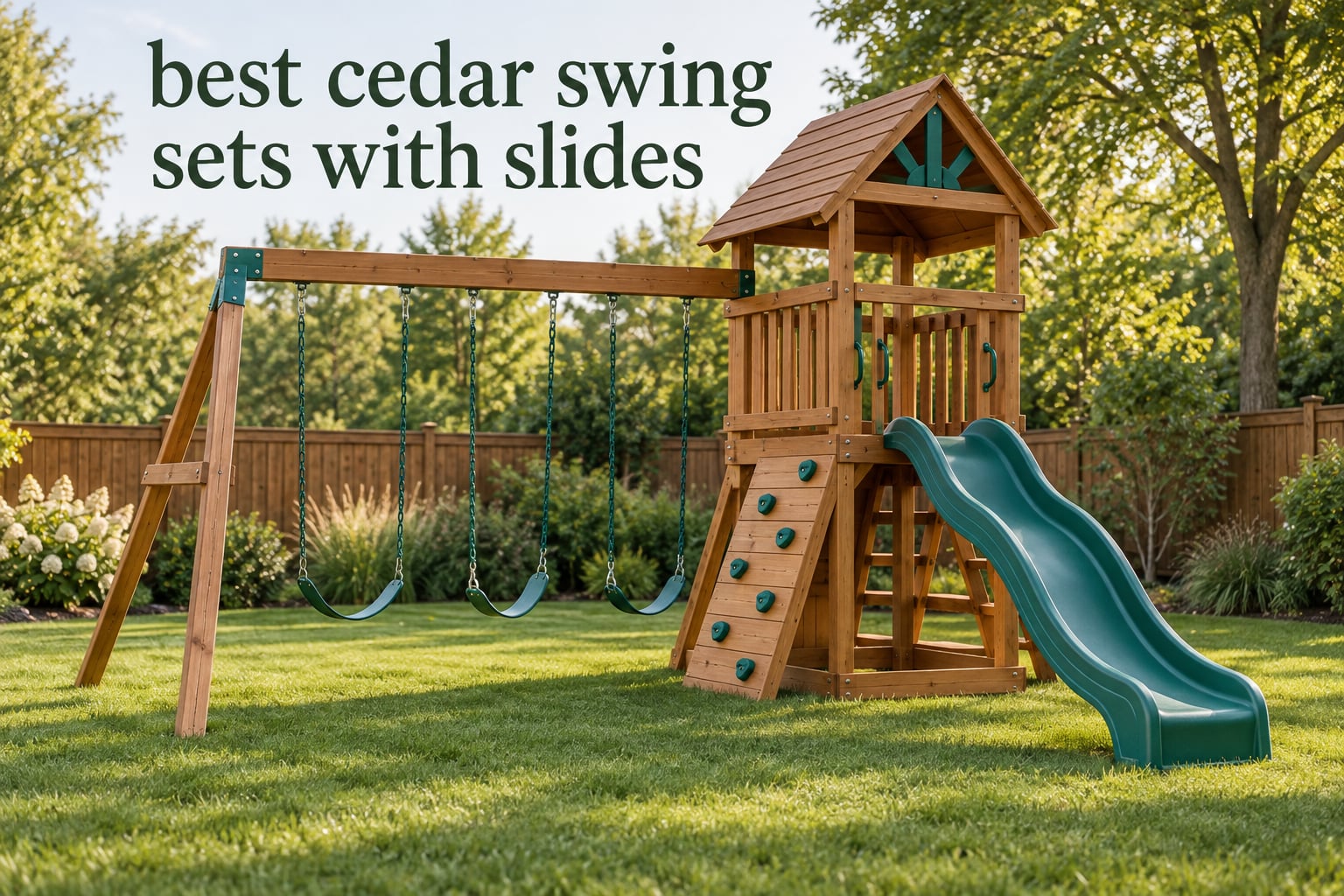 best cedar swing sets with slides